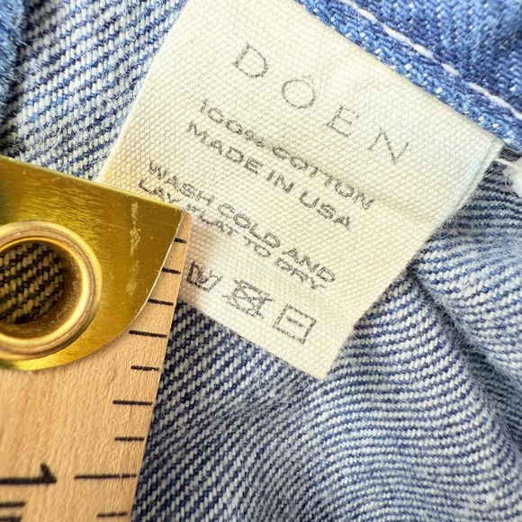 Doen Denim Overalls Shorts 28 Womens Blue Cotton Frayed Hem Pocket Casual - Picture 5 of 13
